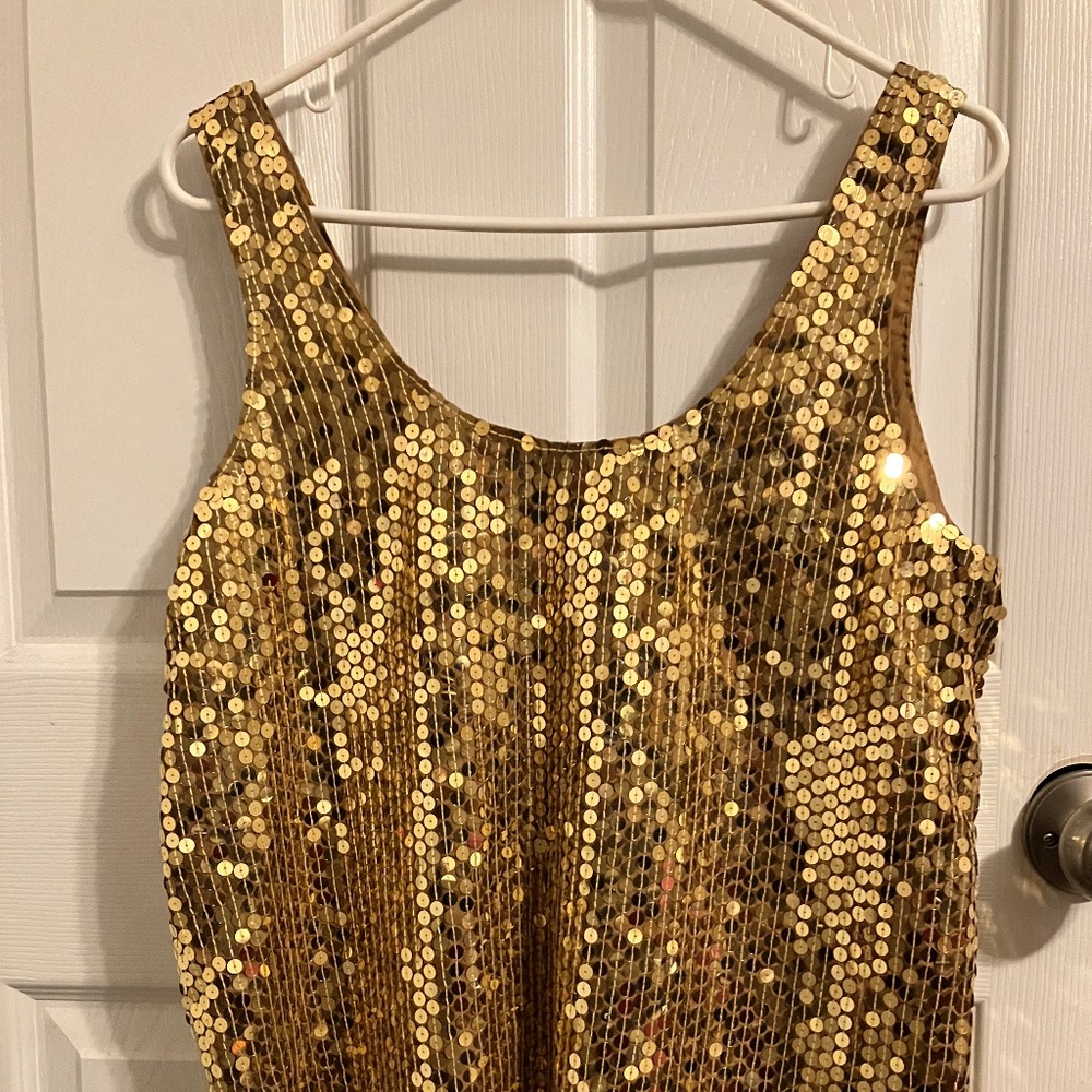 VINTAGE Oleg Cassini Gold Sequin Blouse